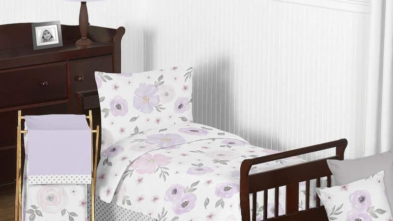Sweet Jojo Designs Lavender Purple, Pink, Grey and White Shabby Chic Watercolor Floral Girl Toddler Kid Childrens Bedding Set – A Review
