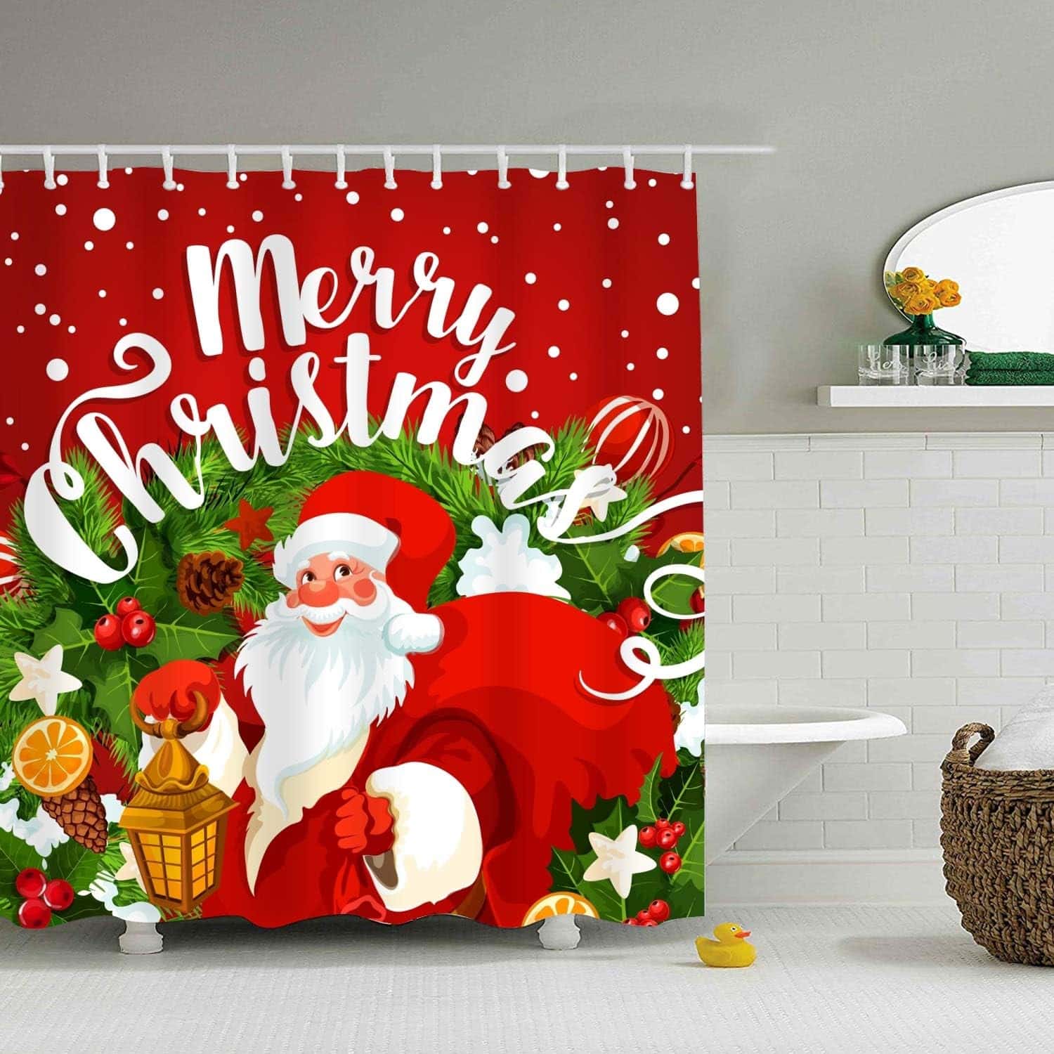 HLXFF3 Santa Clause Christmas Fabric Shower Curtain: A Festive Revamp for Your Bathroom