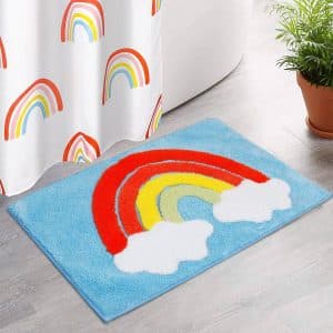 HAIWAOO Rainbow Bath Mat-17×24: A Colorful and Functional Addition to Your Bathroom