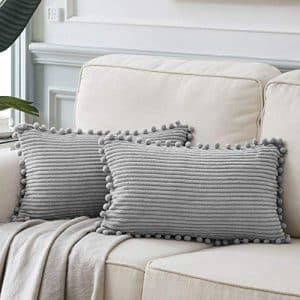 Enhance Your Home Decor with Fancy Homi Pack of 2 Boho Grey Lumbar Decorative Throw Pillow Covers