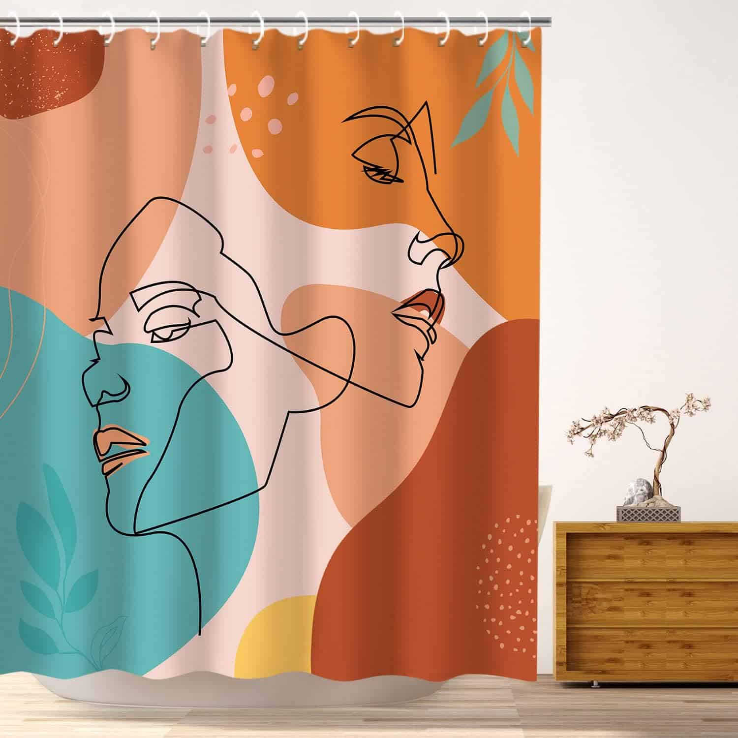 LIVILAN Abstract Faces Shower Curtain: A Stunning Artistic Addition to Your Bathroom